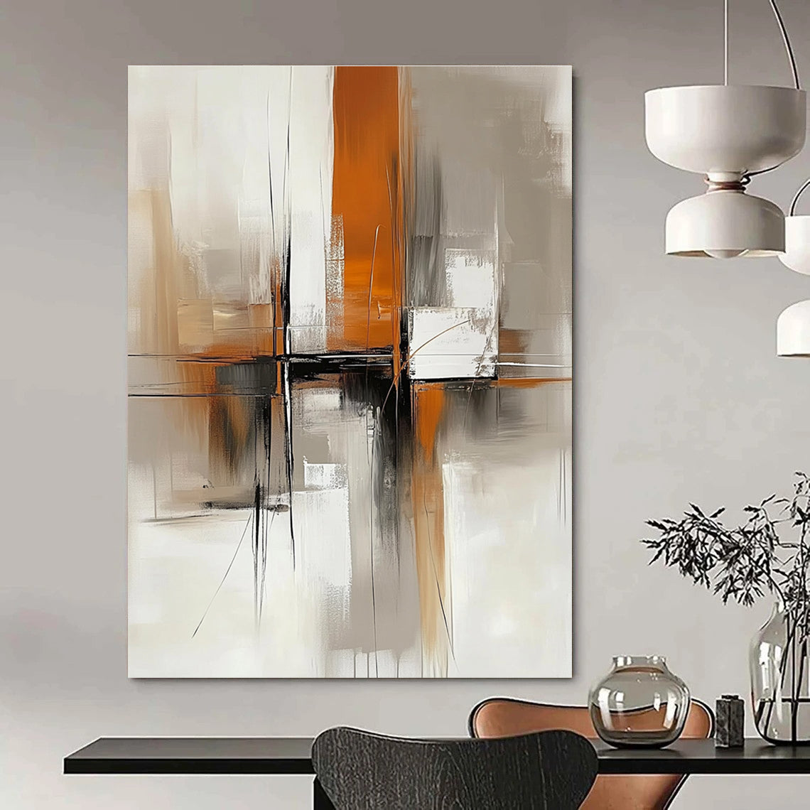 Geometric Abstract Painting for Modern Corporate Reception Areas GAB1259