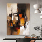 Warm - Toned Abstract Composition Painting for Modern Living Rooms GAB1120