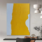 Yellow and White Textured Abstract Painting for Modern Minimalist Interiors HENG340