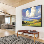 Serene Landscape with Lake and Clouds Abstract Painting ABS581