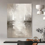 Monochrome Sailboat Abstract Painting for Serene Study Nooks GAB0822