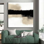 Black and Beige Landscape Abstract Painting with Reflective Forms WINK845