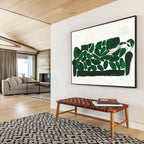 Whimsical Green Leaf Sofa Art Merging Daily Life and Creativity, Adding Playful Flair Abstract Painting ABS142