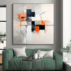 Gray - Orange Abstract Painting with Dynamic Composition WINK858