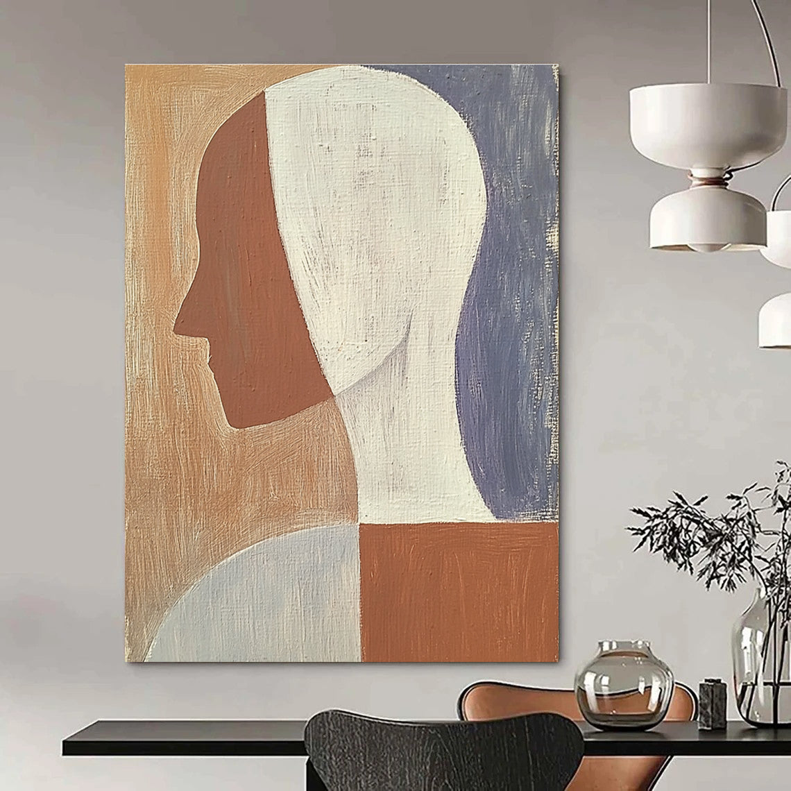 Geometric Head Minimalist Abstract Painting for Modern Interiors GAB1416