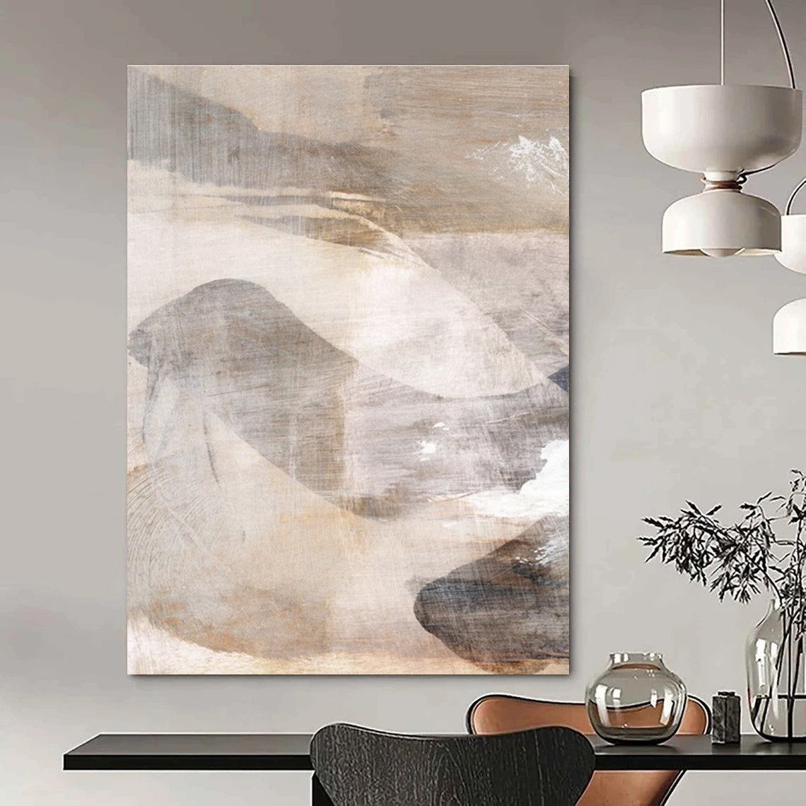 Earth - Toned Abstract Landscape Painting for Rustic - Style Living Rooms HENG210