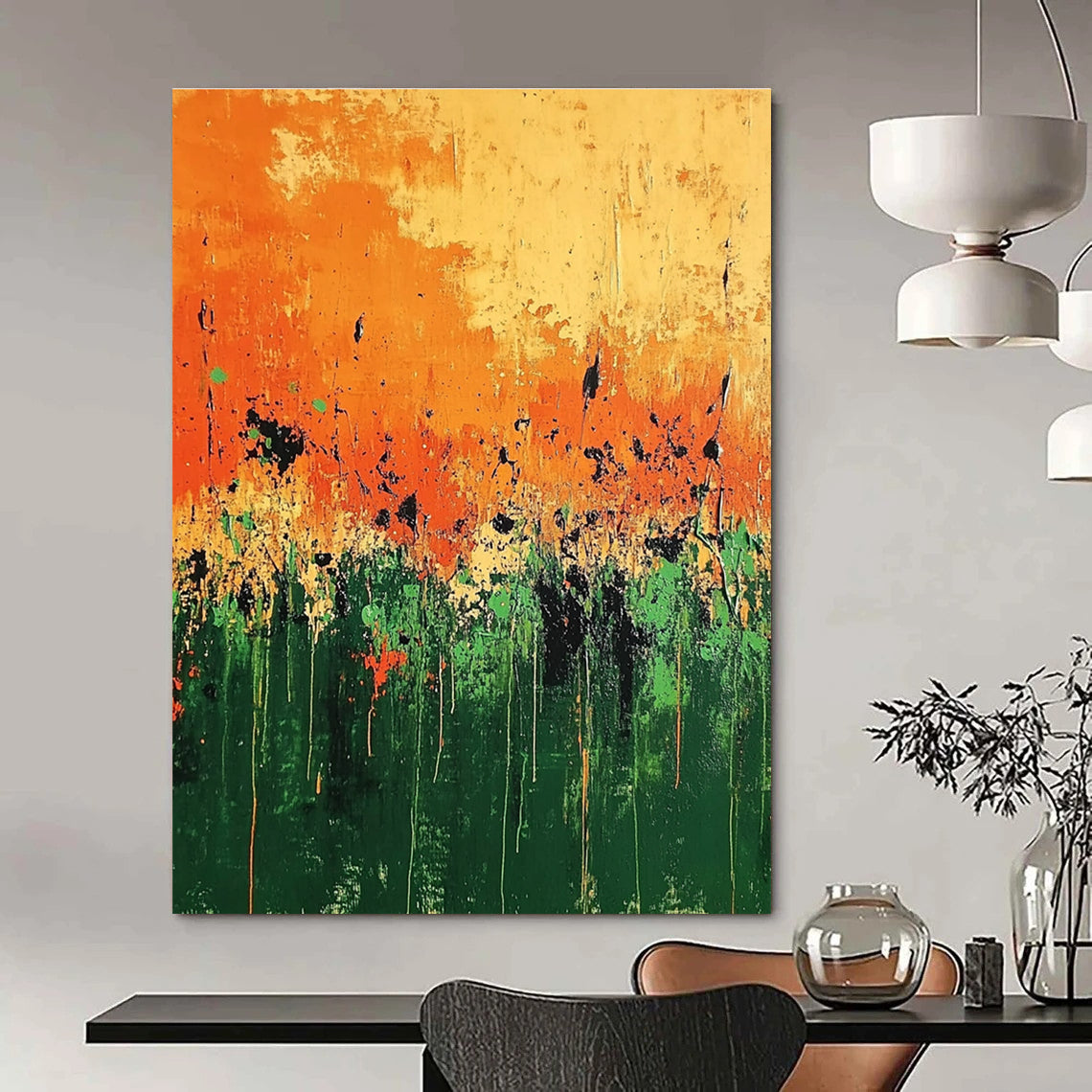Poppy Field Abstract - Impressionistic Landscape Abstract Painting GAB0638