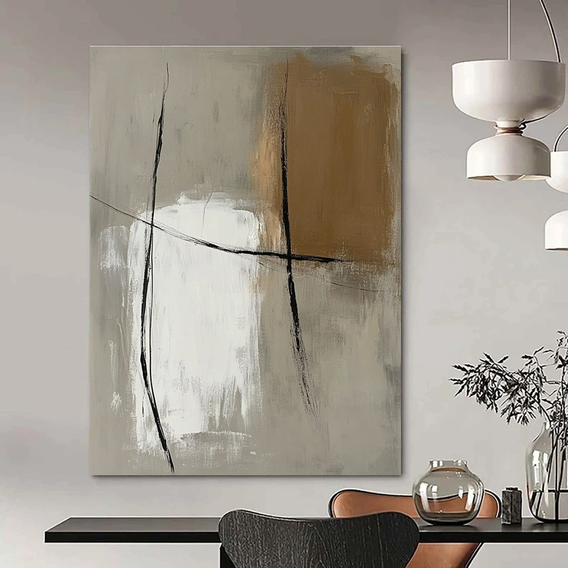 Gray and Black Abstract Painting for Industrial - Styled Lofts GAB1052