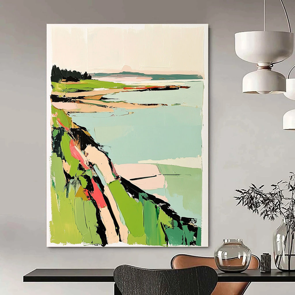 Coastal Landscape Abstract Painting for Bohemian - Style Beach Houses GAB1336