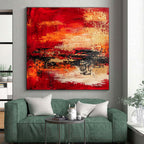 Red Orange Abstract Landscape Painting with Fiery Ambiance WINK730