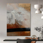 Textured White - Brown Abstract Painting for Industrial - Chic Home Studios HENG185