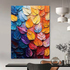 Colorful Leaf Texture Abstract Painting for Nature - Inspired Studies HENG424
