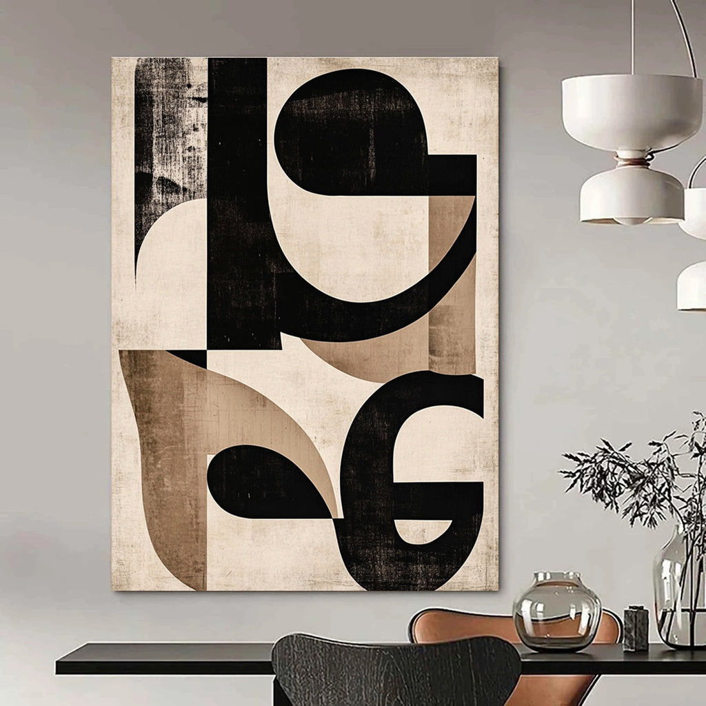 Black and Beige Geometric Abstract Painting for Industrial - Chic Lofts GAB0964