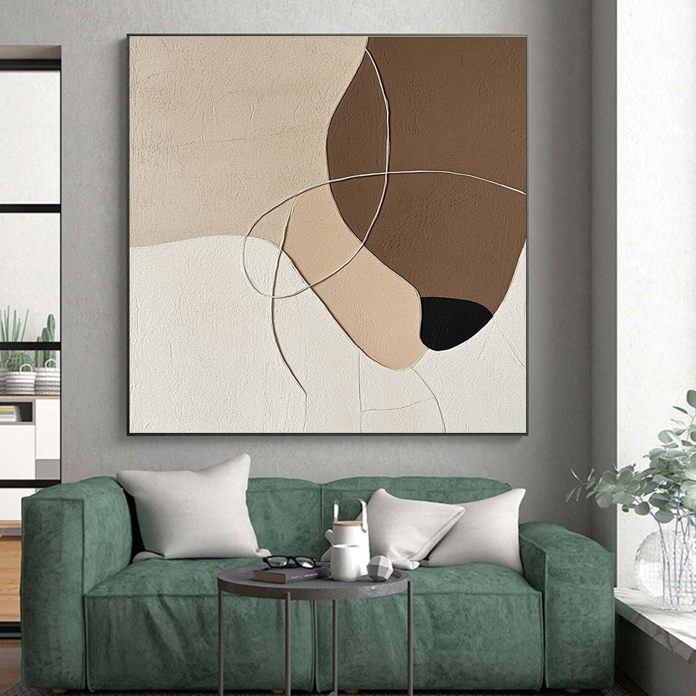 Neutral Shapes with Lines Abstract Painting with Calm Intricacy WINK149