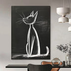 Chalk Cat Drawing Playful Street - Art - Inspired Abstract Painting GAB0342