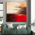 Beige Red Black Abstract Painting with Subtle Drama WINK664