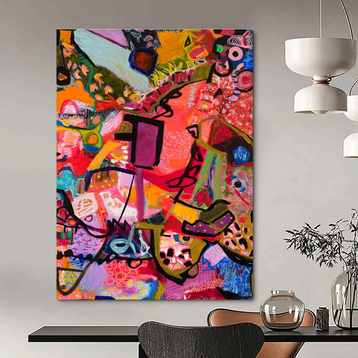 Playful Pink - Toned Abstract Chaos Painting for Art - Loving Spaces HENG292