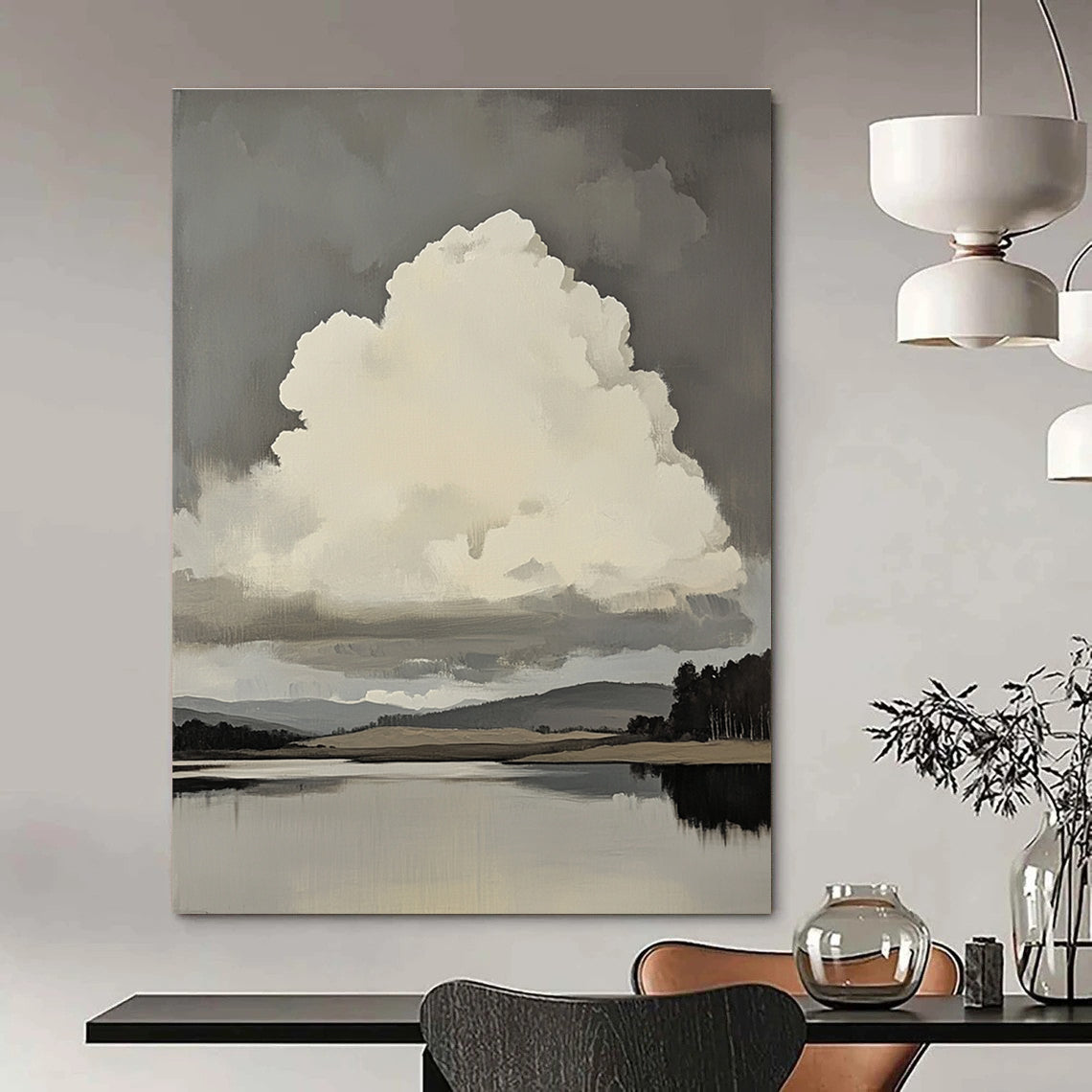 Dramatic Cloud Landscape Abstract Painting for Nature - Inspired Corporate Offices GAB1276