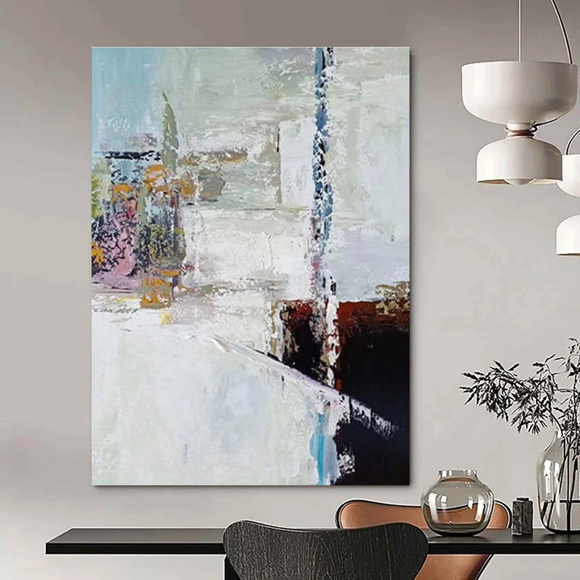 Soft Color Abstract Painting for Minimalist Living Rooms HENG040