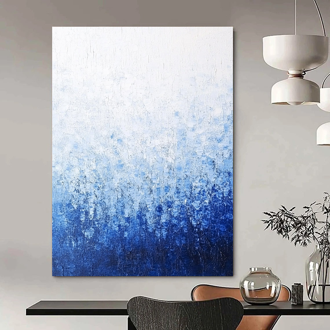 Blue and White Gradient Abstract - Serene Minimalist Abstract Art GAB0468