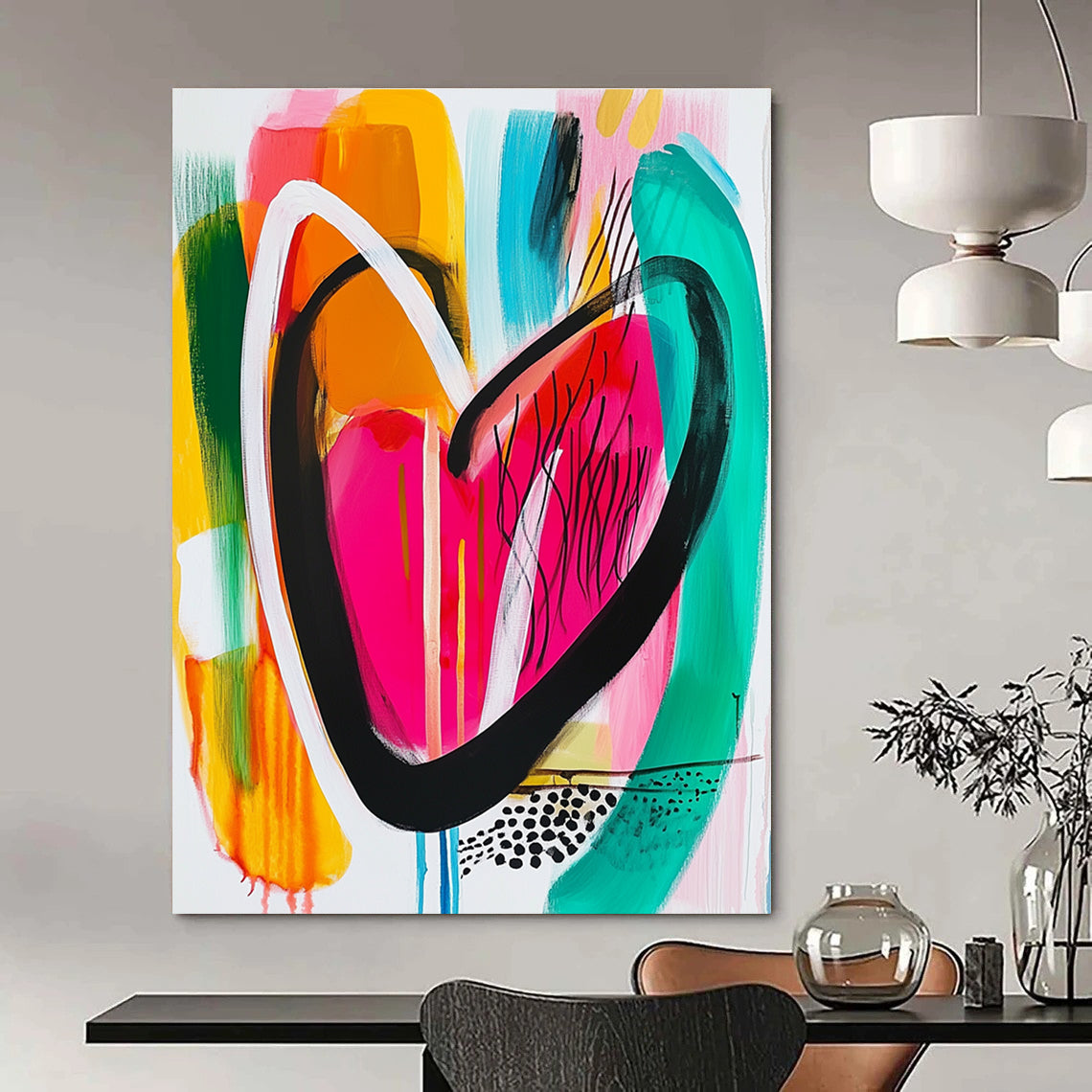 Colorful Heart Abstract Painting for Romantic Wedding Venue Reception Areas GAB1199