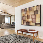 Purple and Brown Squares 2 Abstract Painting with Playful Geometry ABS617