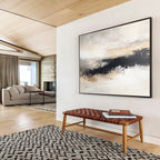 Beige and Black Abstract Landscape Painting with Moody Atmosphere ABS405