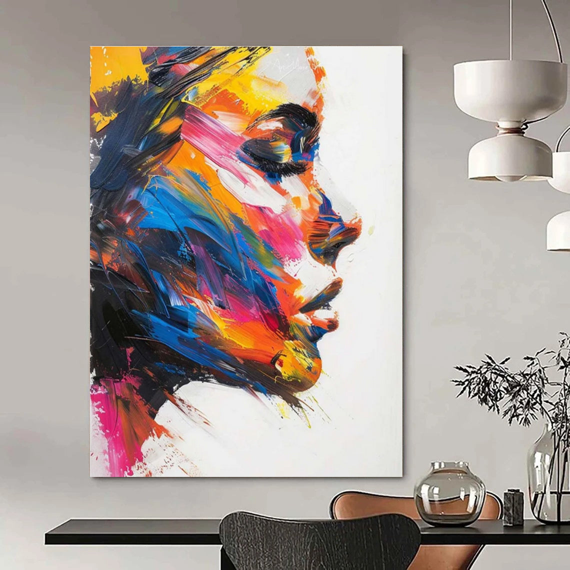 Colorful Portrait Abstract Painting for Creative Agency Meeting Rooms HENG089
