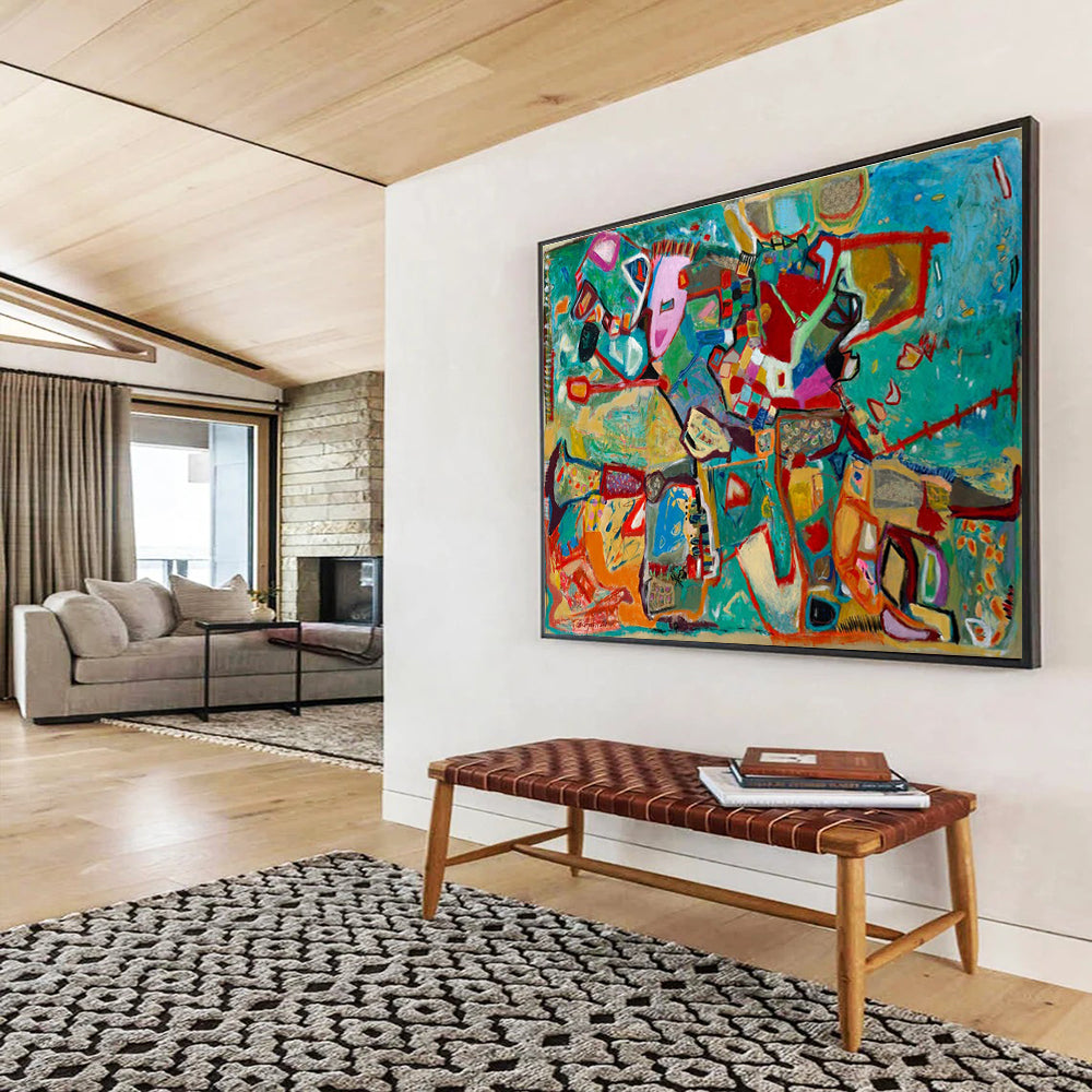 Colorful Geometric Abstract Painting for Modern Art Galleries YHT233