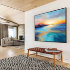Vivid Sunset Sea Abstract Painting for Romantic Spaces YHT068