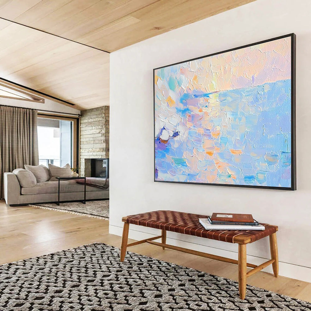 Colorful Sea Abstract Painting with Pointillist - Inspired Brushstrokes ABS278