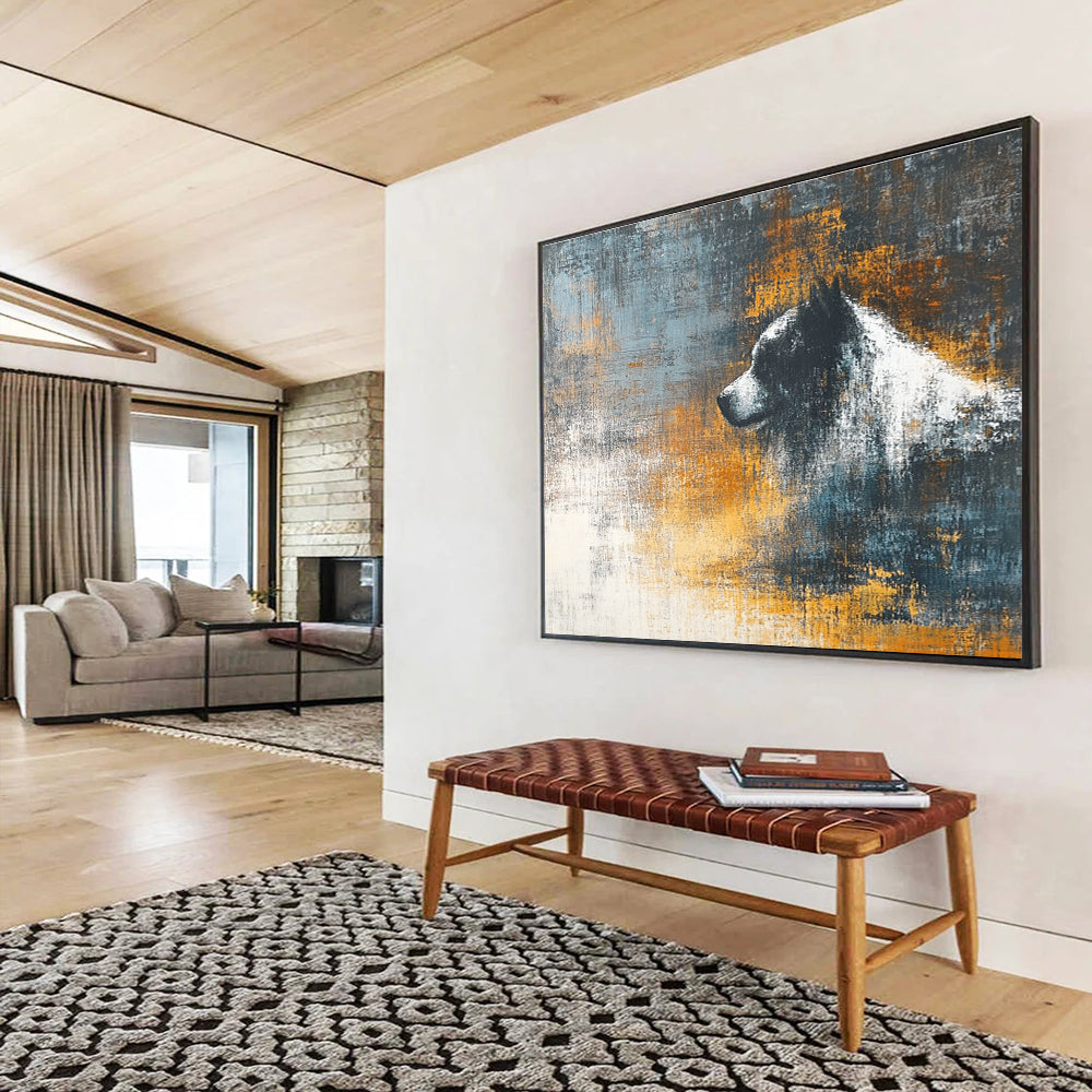 Dog Silhouette Abstract Painting with Textured Background ABS280