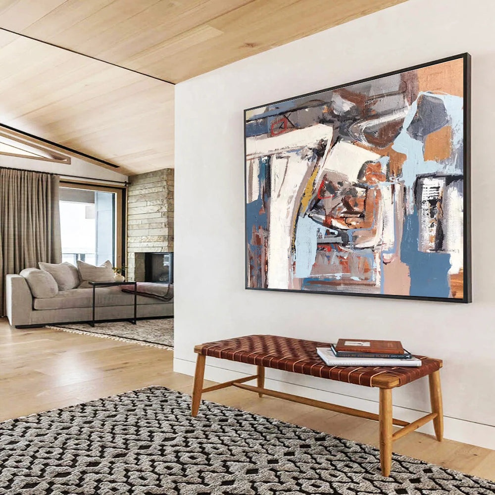 Abstract Coastal Geometry Modern Seascape Painting for Contemporary Spaces YHT025