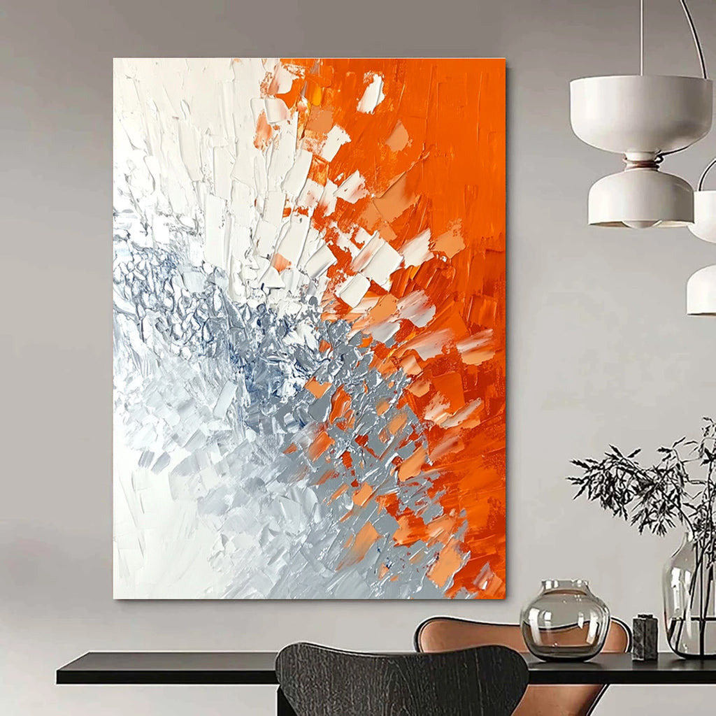Orange Gray Burst - Dynamic Abstract Painting GAB0639
