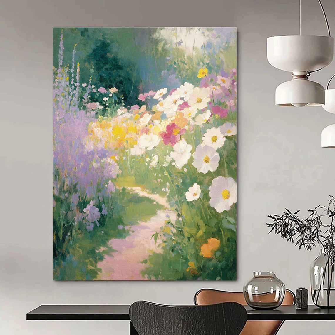 Flower - Filled Garden Path - Romantic Impressionist Art GAB0388