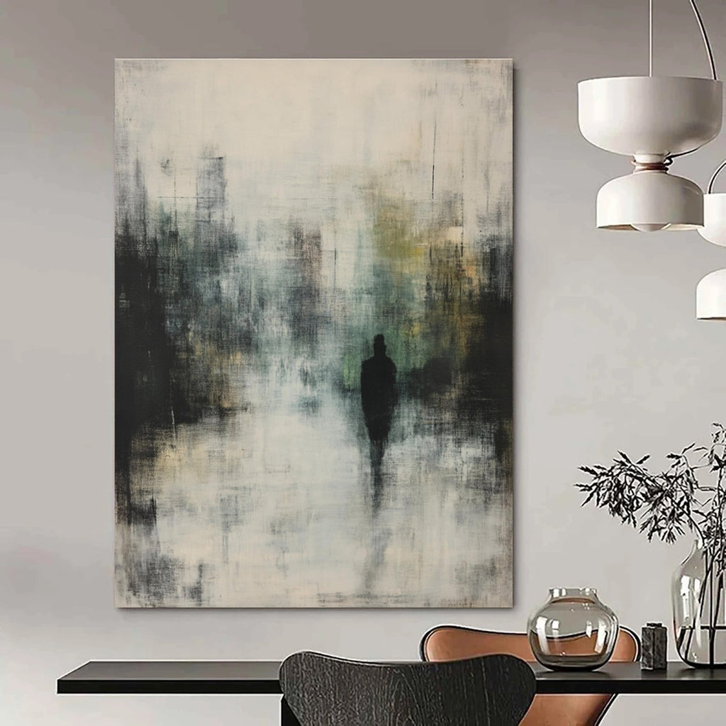 Silhouette in the Mist Abstract Painting for Thoughtful Studies GAB1082