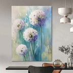 Purple and White Flowers Vibrant Abstract Painting for Bright Kitchens GAB1515