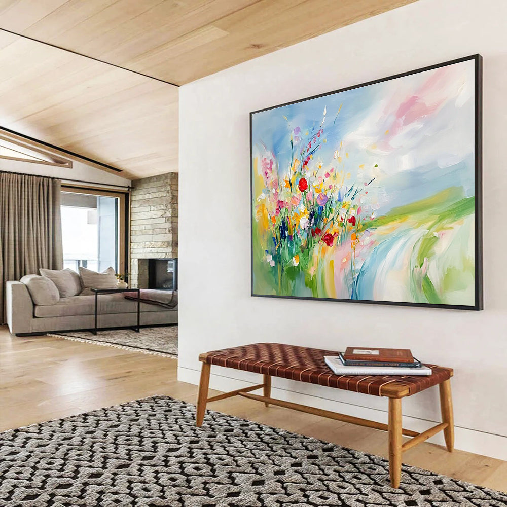Colorful Floral Landscape Abstract Painting with Vivid Brushstrokes ABS244