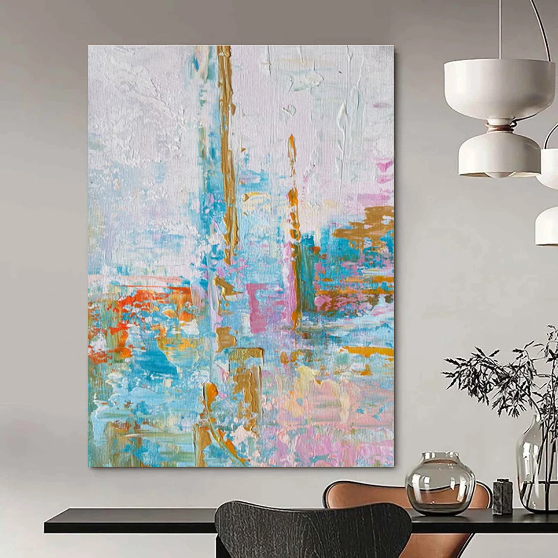 Soft Colorful Abstract Painting for Serene Yoga Studios HENG465