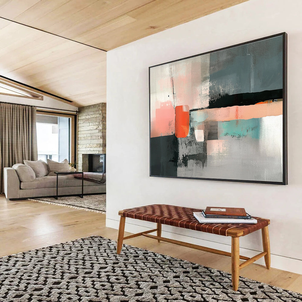 Minimalist Geometric Abstract Painting with Subtle Textured Layers ABS532