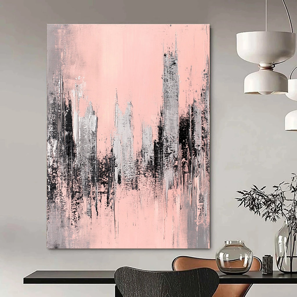Pink Cityscape Abstract Painting for Contemporary Art Galleries GAB0793