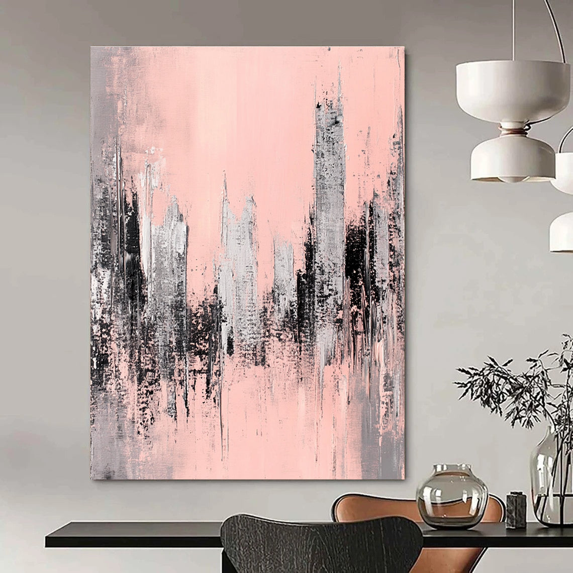 Pink Cityscape Abstract Painting for Contemporary Art Galleries GAB0793
