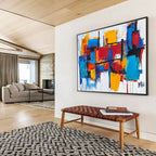 Color - Blocked Abstract Cityscape Painting with Bold Urban Energy ABS421