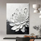 Large White Daisy Abstract Painting for Minimalist - Inspired Gardens GAB1006