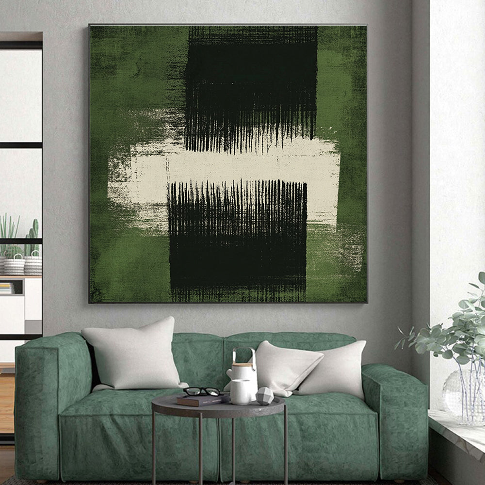 Green and Black Abstract Painting with Bold Simplicity WINK110