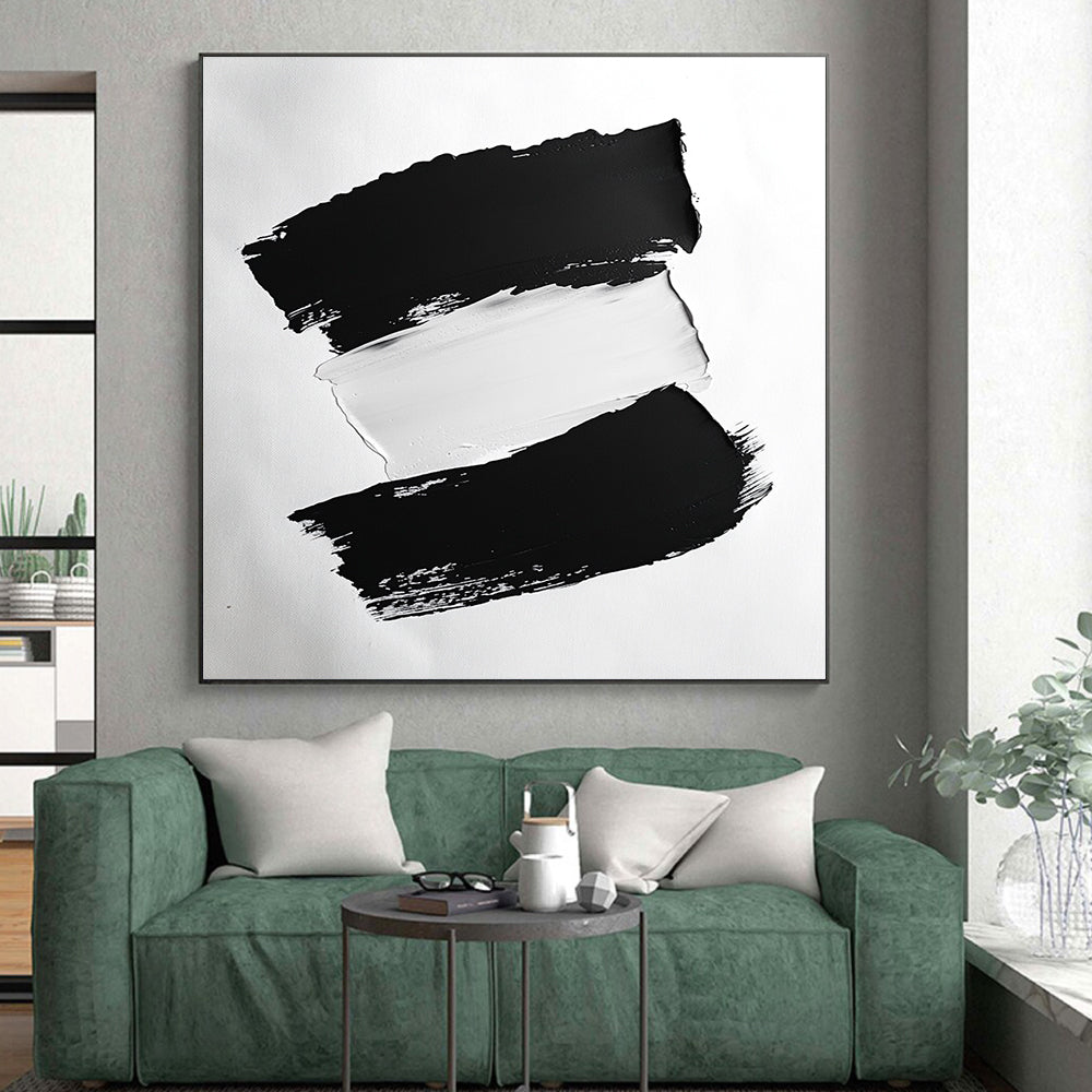Minimalist Black and White Abstract Painting with Clean Forms WINK822