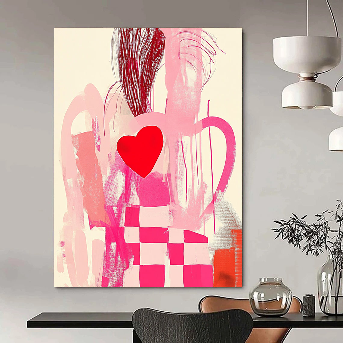 Pink and Red Abstract Painting for Modern Boutique Dressing Rooms GAB1274