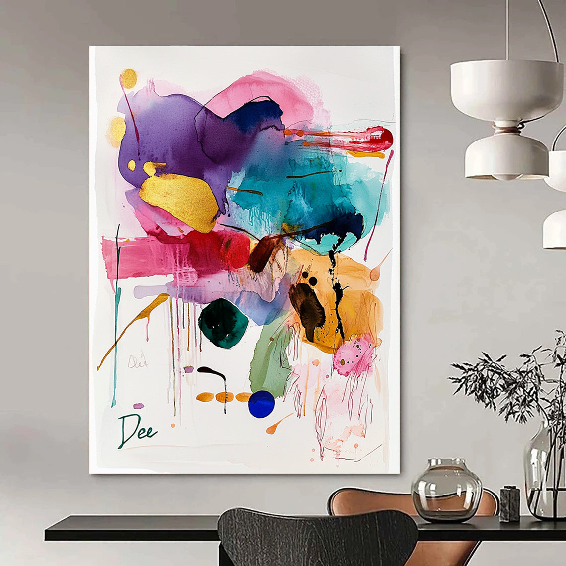 Bold Color Splash Abstract Painting of Energetic Creativity GAB0184