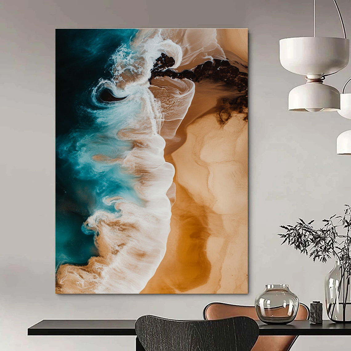 Aerial Beach Wave Abstract - Serene Coastal Abstract Photography GAB0433