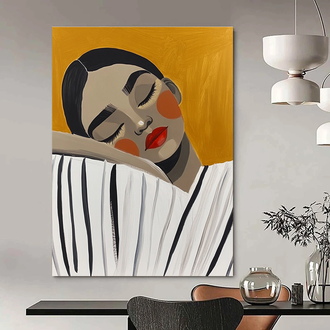 Sleeping Woman Abstract Painting for Minimalist Bedrooms GAB1023